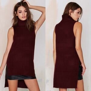 Nastygal Anaya Purple Sleeveless Turtleneck Sweater Tunic